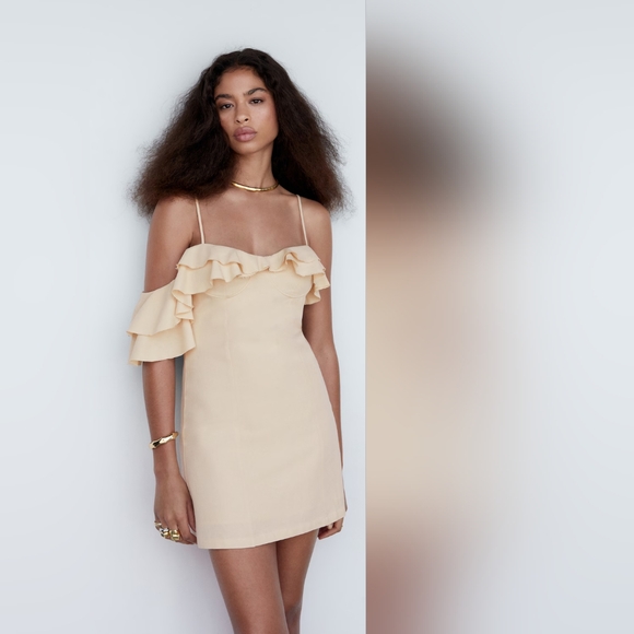 MANGO Ruffled shoulder dress - Picture 9 of 9